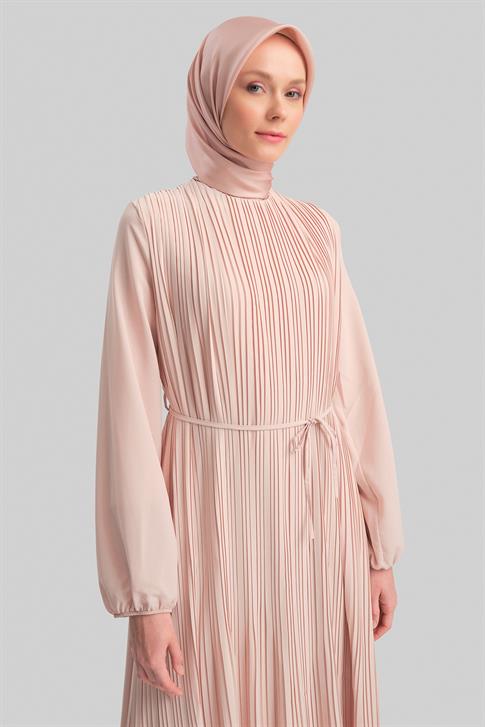 Armine Piliseli Elbise 24Yd9435 Bej