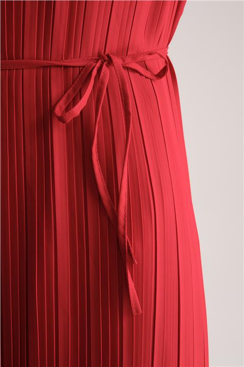 Armine Piliseli Elbise 24Yd9435 Kırmızı