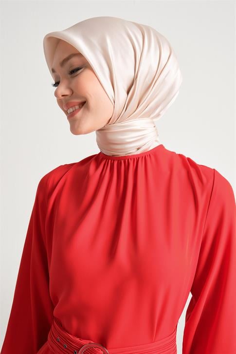 Armine Pilise Detaylı Elbise 24Y9721 Kırmızı