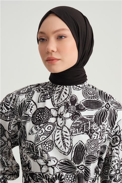 Armine Organic Pamuk Baskılı Elbise 24Y9803 Siyah