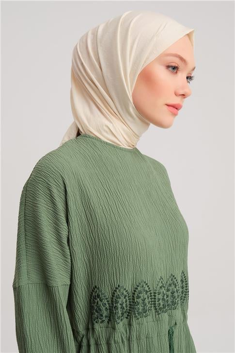 Armine Beli Nakışlı Elbise 24Y9811 Haki