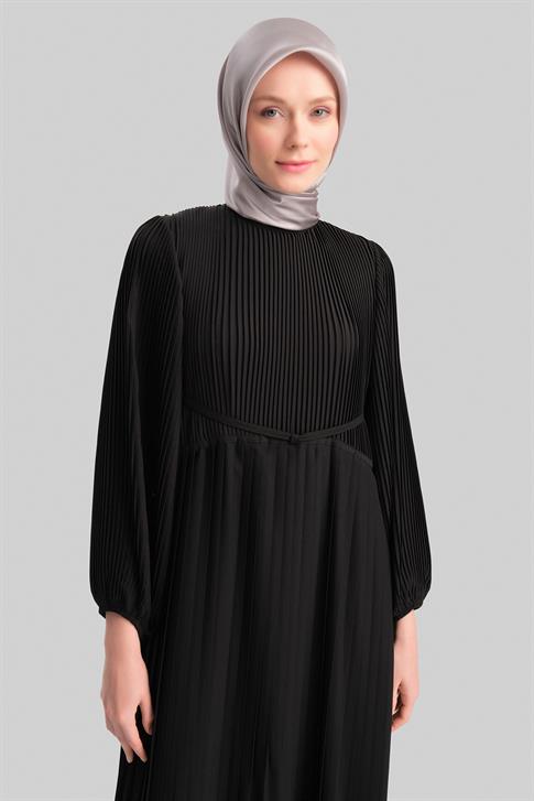 Armine Piliseli Şık Elbise 24Y9818 Siyah