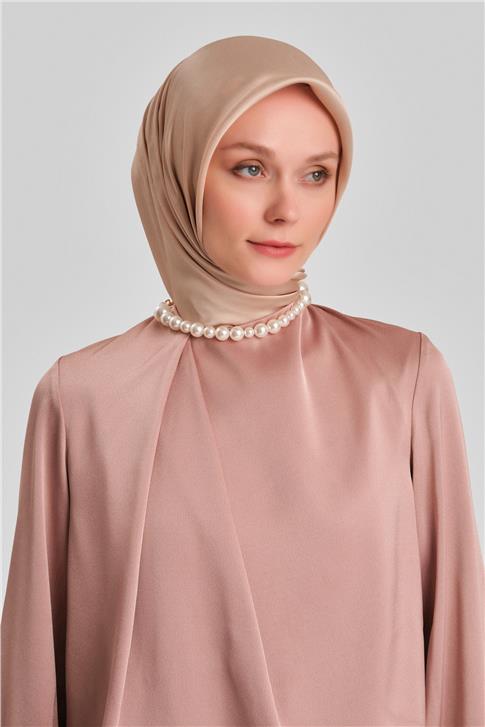 Armine Omuz Pileli Abiye Elbise 24Y9819 Latte