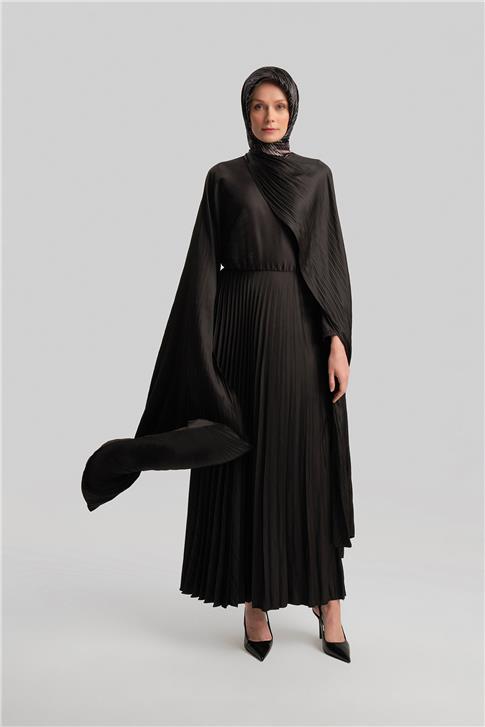 Armine Piliseli Şık Elbise 24Y9842 Siyah