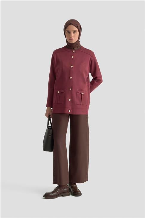 Armine Cepli Triko Hırka 25KTD4120 Bordo