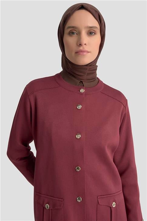 Armine Cepli Triko Hırka 25KTD4120 Bordo