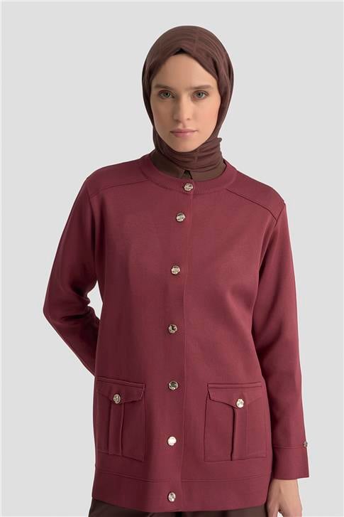 Armine Cepli Triko Hırka 25KTD4120 Bordo