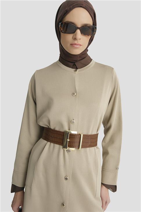 Armine Düğmeli Triko Kap 25KTD4122 Koyu Taş