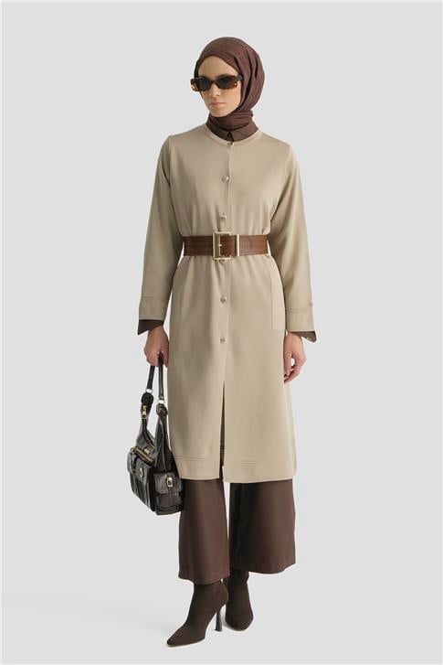 Armine Düğmeli Triko Kap 25KTD4122 Koyu Taş