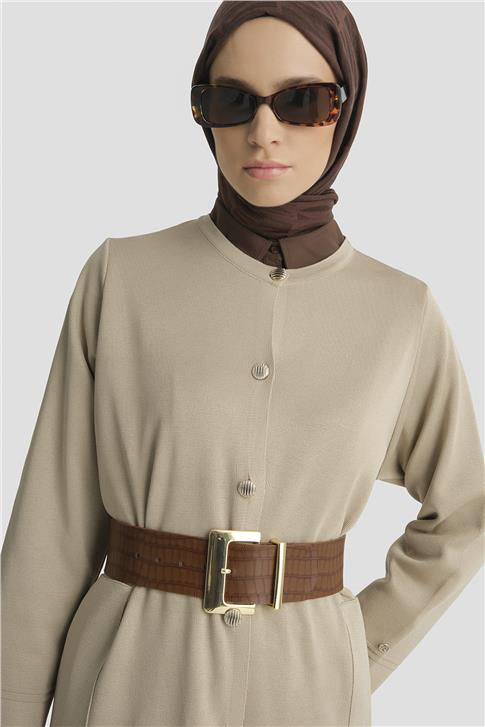 Armine Düğmeli Triko Kap 25KTD4122 Koyu Taş