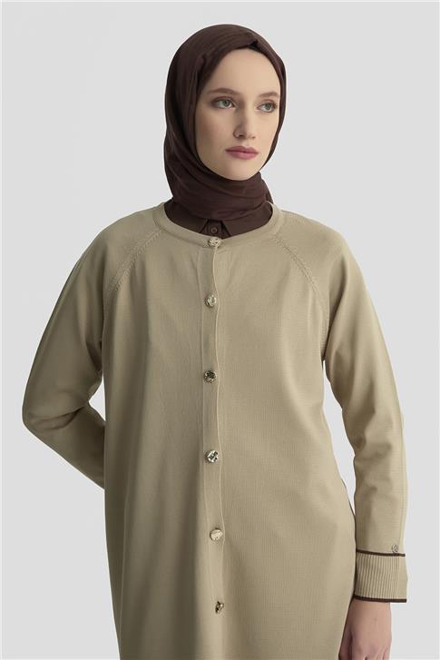 Armine Trend Çizgi Detaylı Triko Hırka 25KTD4123 Bej