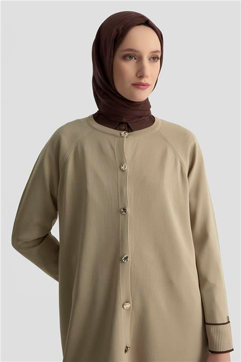 Armine Trend Çizgi Detaylı Triko Hırka 25KTD4123 Bej