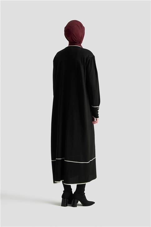 Armine Fularlı Triko Elbise 25KTD955 Siyah