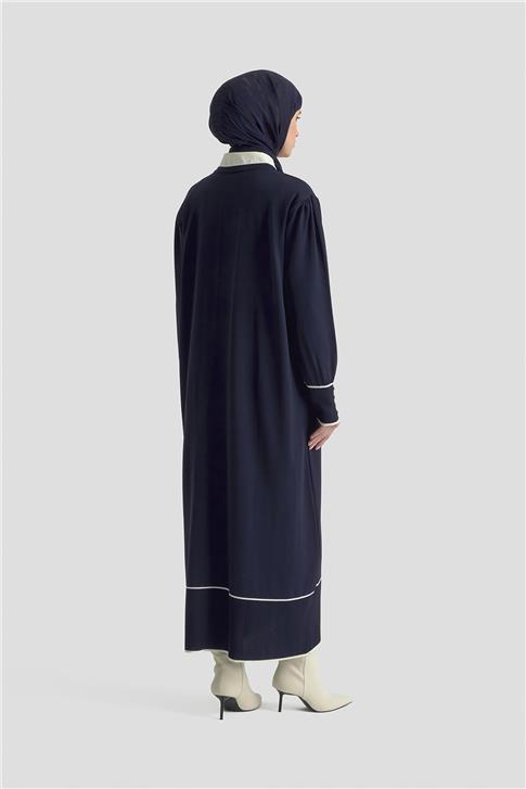 Armine Fularlı Triko Elbise 25KTD955 Lacivert