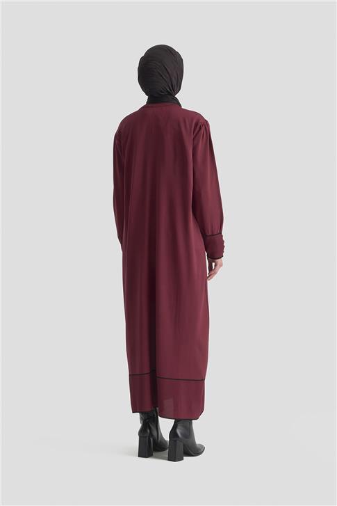 Armine Fularlı Triko Elbise 25KTD955 BORDO