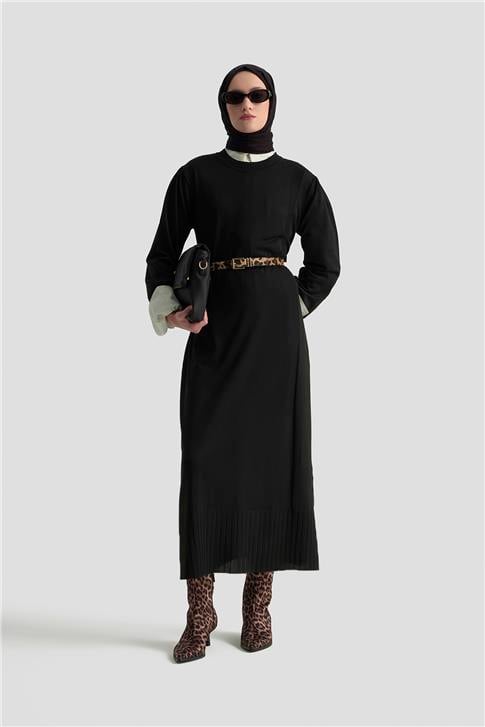 Armine Basic Triko Elbise 25KTD956 Siyah