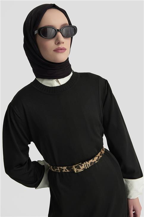 Armine Basic Triko Elbise 25KTD956 Siyah