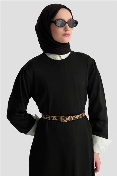 Armine Basic Triko Elbise 25KTD956 Siyah