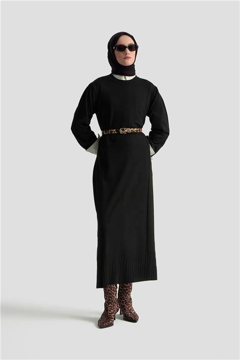 Armine Basic Triko Elbise 25KTD956 Siyah