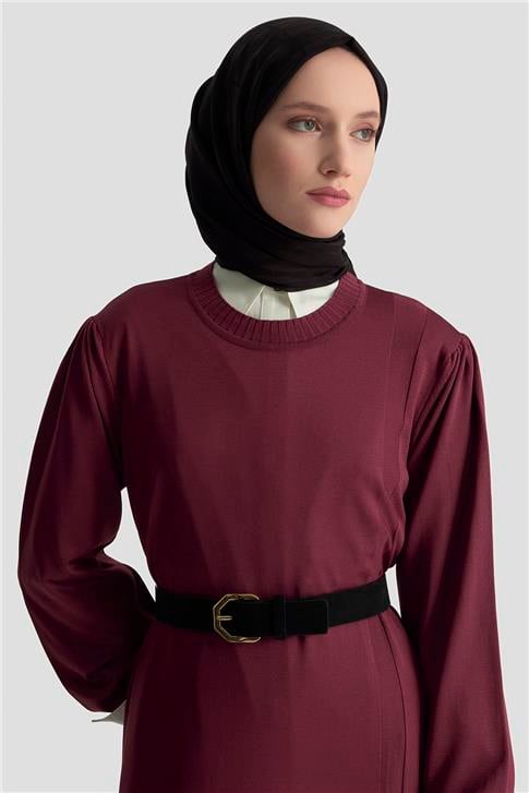 Armine Basic Triko Elbise 25KTD956 Bordo