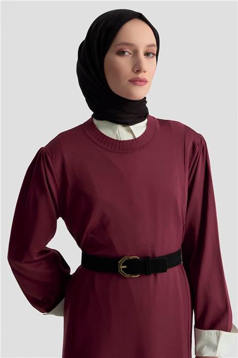 Armine Basic Triko Elbise 25KTD956 Bordo