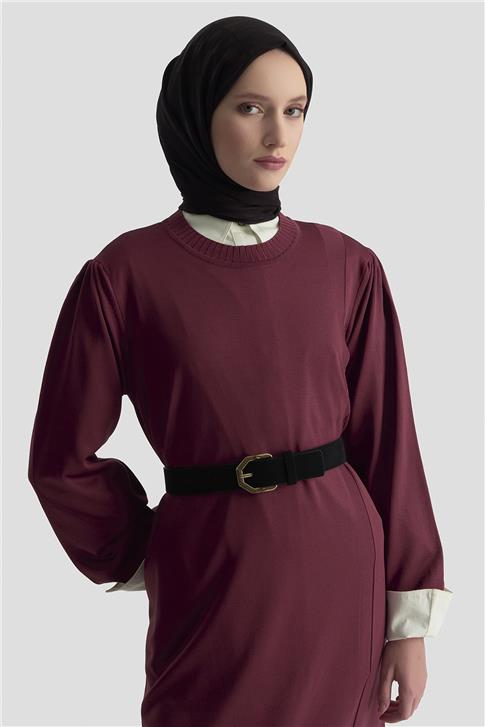 Armine Basic Triko Elbise 25KTD956 Bordo