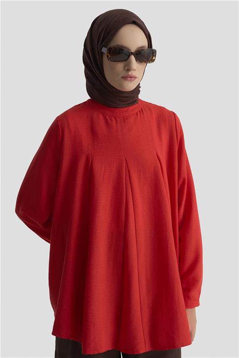 Armine Pile Detaylı Bluz 25KD1001 Kiremit