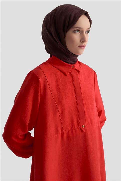 Armine Etek Ucu Volanlı Tunik 25KD1002 Kiremit