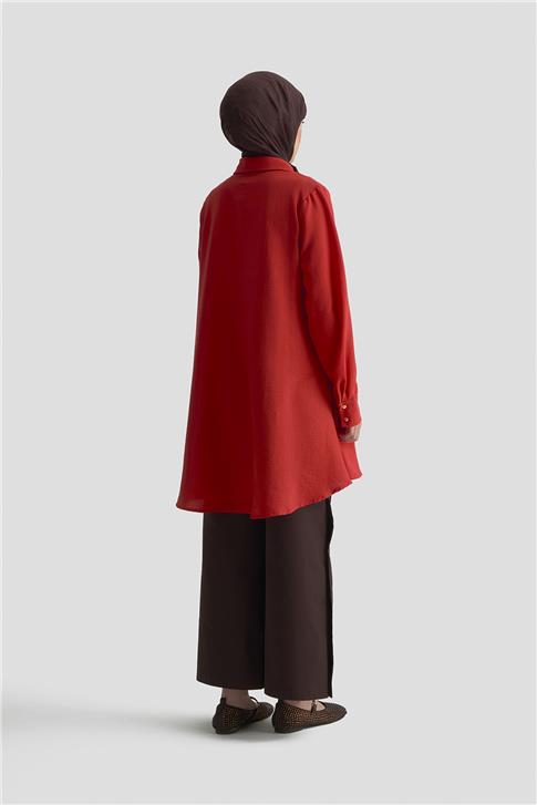 Armine Etek Ucu Volanlı Tunik 25KD1002 Kiremit