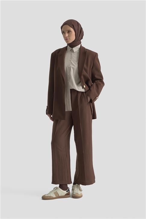 Armine Önü Dikişli Pantolon 25KD1004 Kakao
