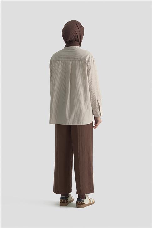 Armine Önü Dikişli Pantolon 25KD1004 Kakao