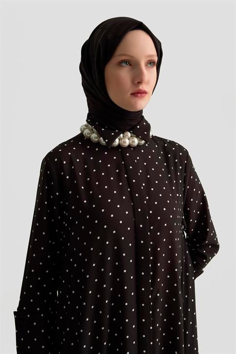 Armine Puantiyeli Elbise 25KD1007 Siyah