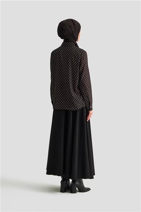 Armine Puantiyeli Gömlek 25KD1008 Siyah