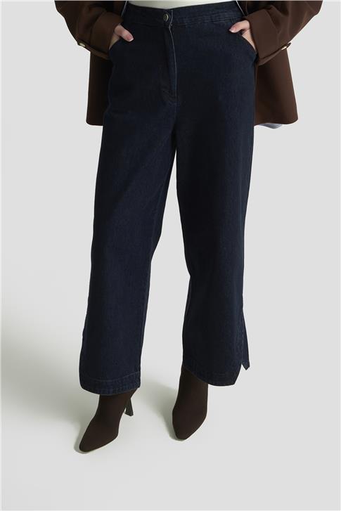 Armine Paça Detaylı Denim Pantolon 25KD1011 Lacivert