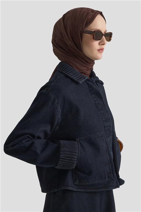 Armine Nervürlü Denim Takım 25KD1012 Lacivert
