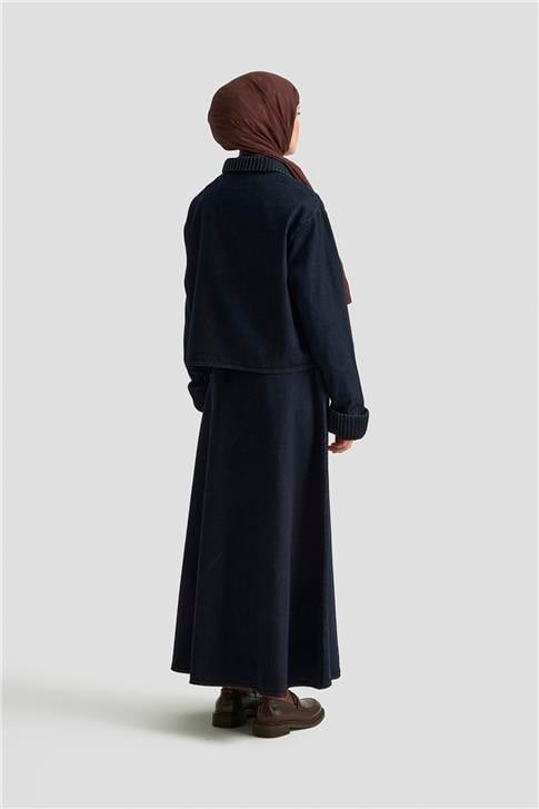 Armine Nervürlü Denim Takım 25KD1012 Lacivert