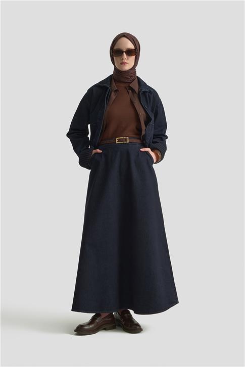 Armine Nervürlü Denim Takım 25KD1012 Lacivert