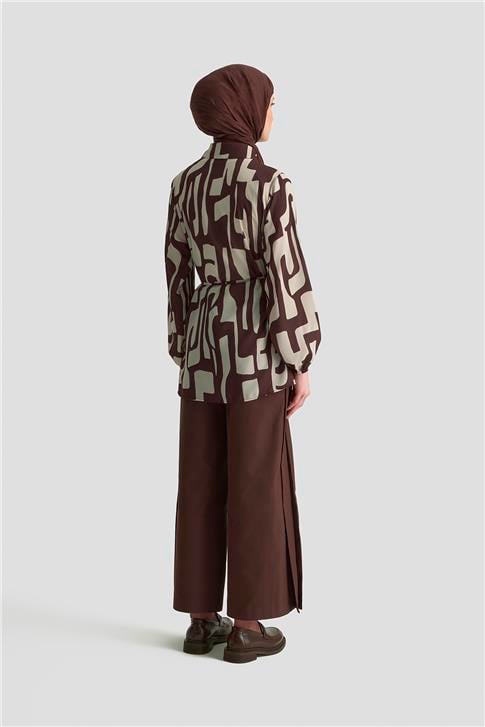Armine Soyut Desenli Tunik 25KD1014 Vizon