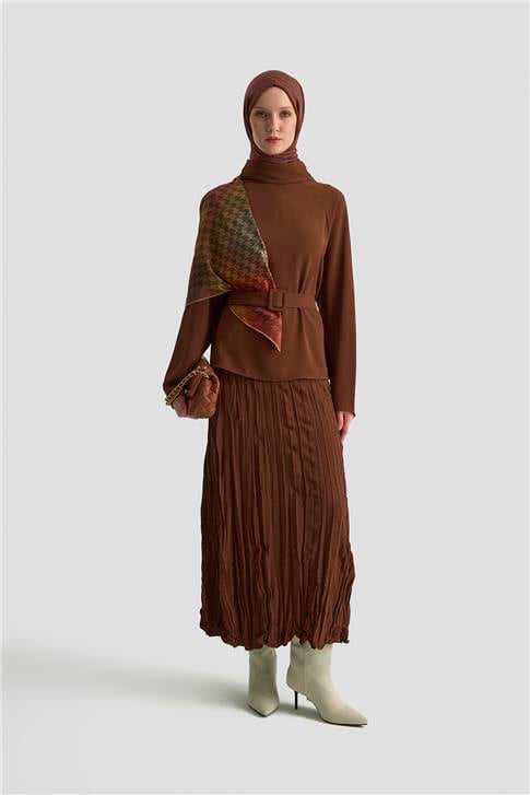 Armine Kırışık Efektli Takım 25KD1019 KAHVERENGİ