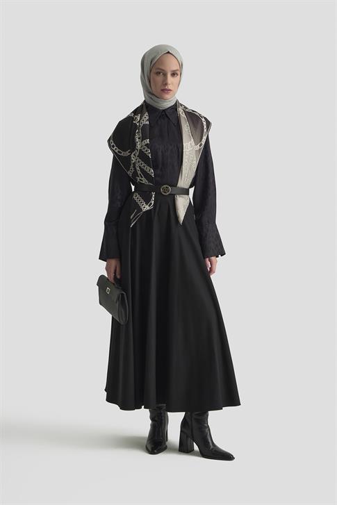 Armine Leopar Desenli Gömlek 25KM1021 Siyah