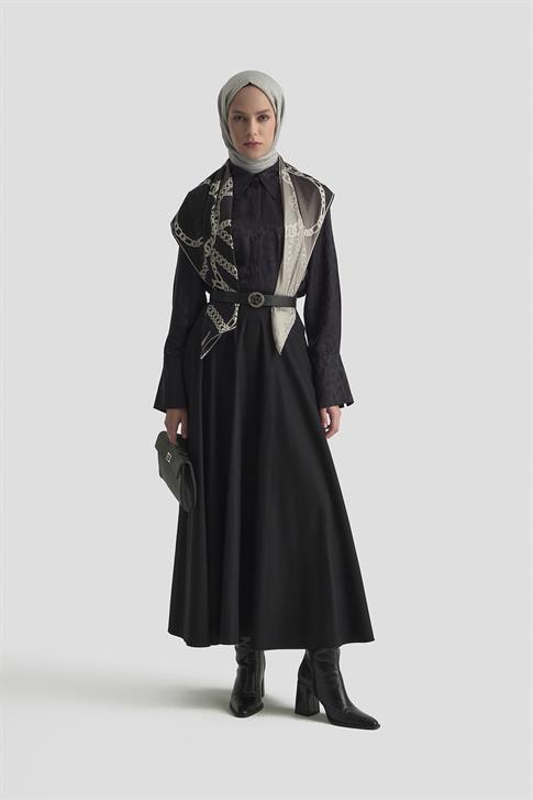 Armine Leopar Desenli Gömlek 25KM1021 Siyah