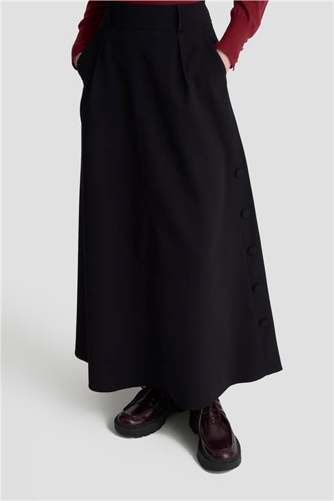 Armine Düğme Detaylı Çan Etek 25KM1023 Siyah