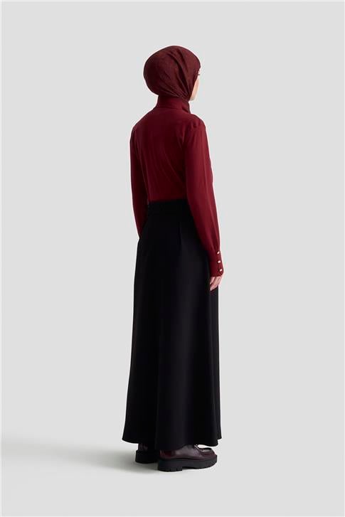 Armine Düğme Detaylı Çan Etek 25KM1023 Siyah
