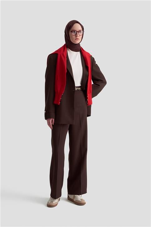 Armine Yüksek Bel Pantolon 25KM1024 Acı Kahve