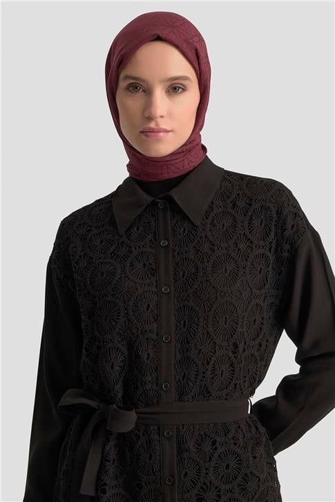 Armine Dantelli Tunik 25KM1027 Siyah