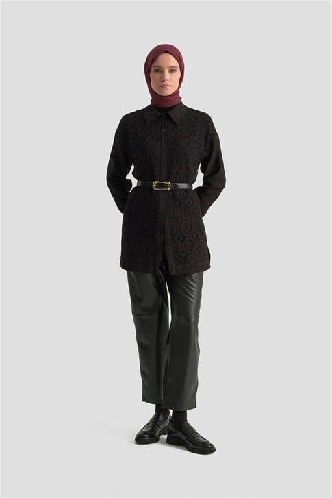 Armine Dantelli Tunik 25KM1027 Siyah