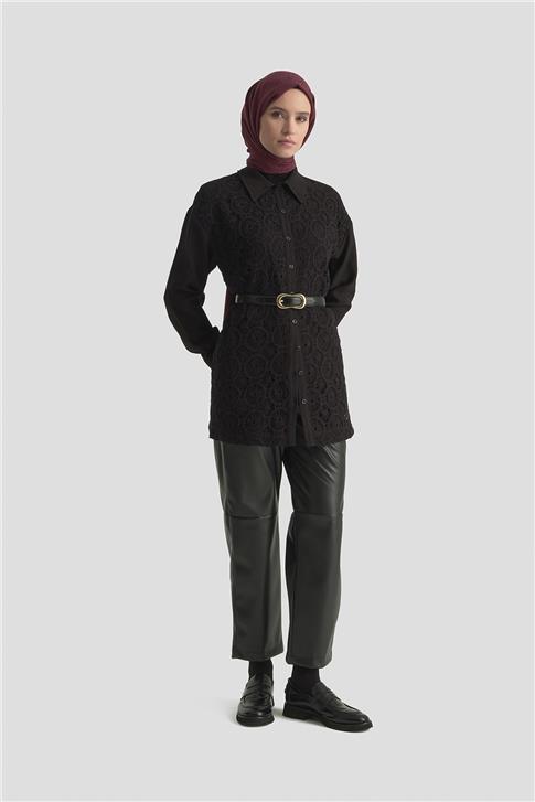 Armine Dantelli Tunik 25KM1027 Siyah
