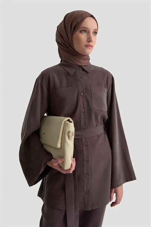 Armine Kemerli Lyocell Takım 25KD1104 Acı Kahve