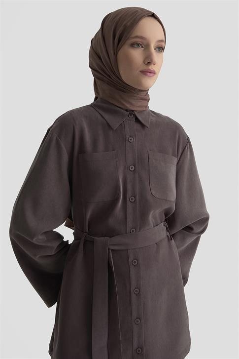 Armine Kemerli Lyocell Takım 25KD1104 Acı Kahve