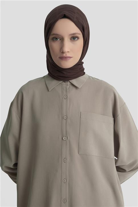 Armine Metal Düğmeli Gömlek 25KD1105 Vizon